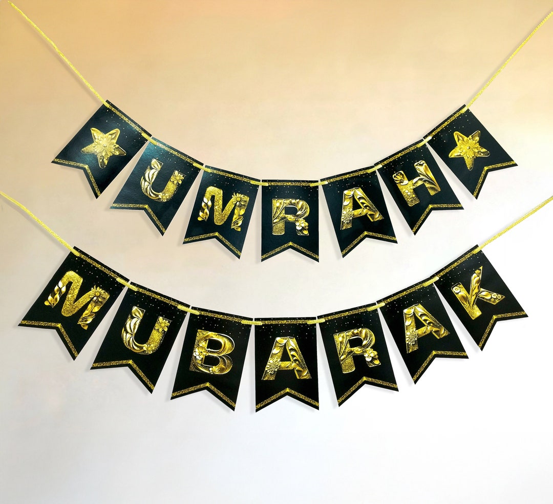 Produktbild von 20-teiliges Umrah Mubarak Deko, Schwarz Goldene Hajj Mubarak