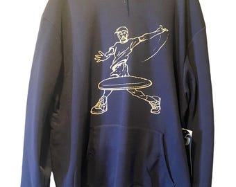 Disc Golf Men's 2XL DISC THROWER Pullover Hoodie Sweatshirt Navy