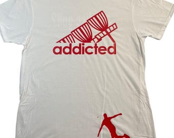 Disc Golf Shirt ADDICTED Multi Red Logo L Graphic T-Shirt Gildan White