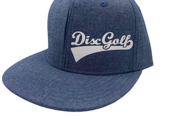 Disc Golf Hat Cap Adjustable Snap Back DISC GOLF Vinyl Logo Blue