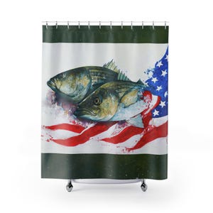 Vaterländischen Flagge Fischen Duschvorhang Fischer Badezimmer Dekor Geschenk
