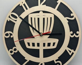 Disc Golf Basket Wall Clock Custom Discgolfer Gift Hanging Wood Wall Decor
