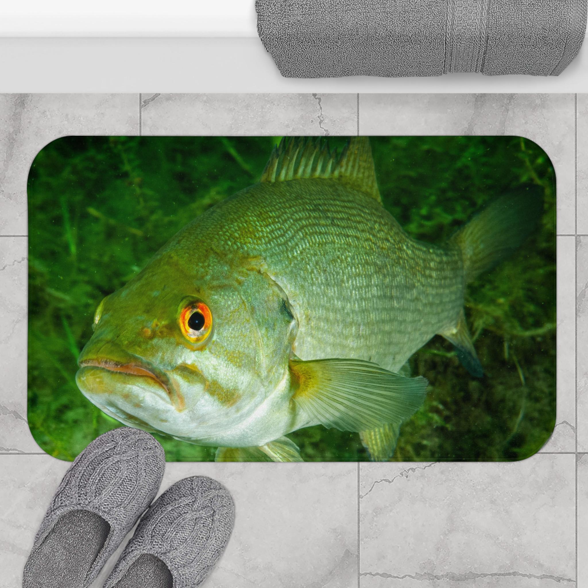 bass fish bathroom accessories Fishing Murky Waters Shower Curtain Fisherman Decor Gift 12Pcs Bass Fish Shower Curtain