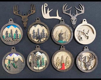 HUNTING Ornaments Bears Bow Duck Dog Skull Sasquatch Fox Hunter Christmas Gift