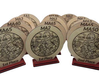 Laser Engraved Mini Trophies Custom Sports Plaque Customizable Wood Trophy Gift