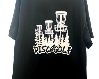 Disc Golf Shirt Trees BASKETS XL Graphic T-Shirt Gildan BLACK