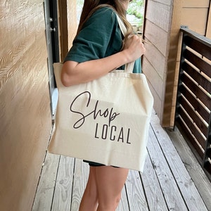 Shop Local Jumbo Tote Bag | Tote Bag | Jumbo Tote Bag | Natural Reusable Tote Bag | Washable Tote Bag