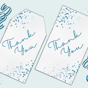Étiquette de cadeau bleu, bébé, showers nuptiales, modèle d'étiquette de fête d'anniversaire, étiquette cadeau modifiable imprimable pour le client, merci pour votre achat