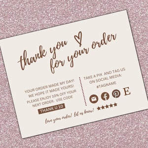 Biglietto di ringraziamento aziendale, regalo per il cliente, nota di inserimento nella confezione, Etsy Small Business Grazie per il tuo ordine, download stampabile immediato.