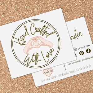 Tarjeta de agradecimiento imprimible, tarjeta de presentación para pequeñas empresas, regalo para clientes, plantilla personalizable y editable, nota de paquete, cupón de descuento