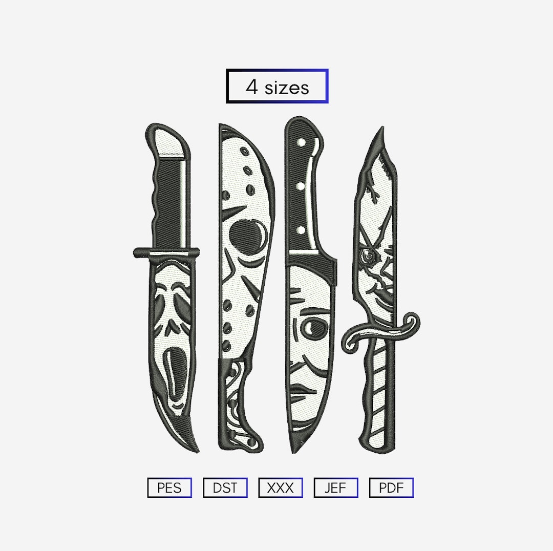 Horror Knife Embroidery Design Halloween Etsy
