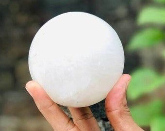 Amazing Large 80 MM Natural White Snow Quartz Stone Aura Healing Metaphysical Power Sphere Ball