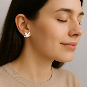 Sterling Silver Bird Stud Earrings: Minimalist Freedom Jewelry