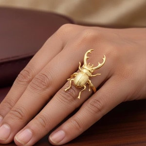 Beetle Statement Ring – Brass Bug Insect Ring for Gothic & Boho Style