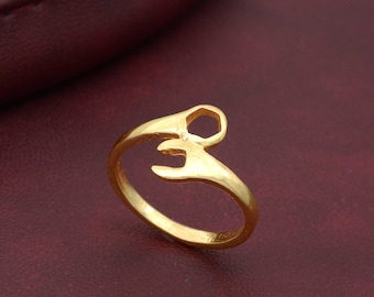 Handmade Brass Wrench Ring: Plumber Mechanic Statement Jewelry
