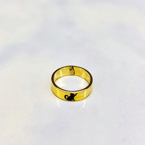 Gold Cat Ring – Minimalist Animal Band Ring for Cat Lovers