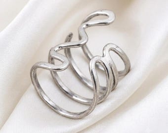 Anel para artrite, anel com tala para articulação do dedo, anel com tala para polegar, ajustável em prata de lei, anel feminino, anel midi simples, anel torcido.