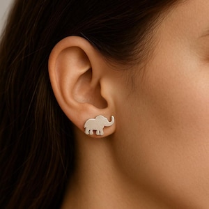Sterling Silver Elephant Stud Earrings – Cute Animal Jewelry Gift for Her