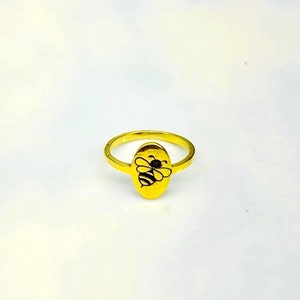 Minimalist Gold Bee Ring: Dainty Bumble Bee Jewelry Gift