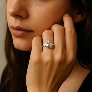 Sterling Silver Pumpkin Ring: Gothic Halloween Jewelry