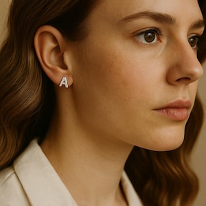 Personalized Initial Stud Earrings | Sterling Silver A-Z Alphabet Earrings | Custom Letter Jewelry Gift
