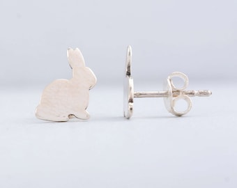 Tiny Bunny Earrings,Baby Rabbit studs,Sterling silver bunny stud earrings,Easter bunny,Rabbit jewelry,splint earings,knuckle earings,