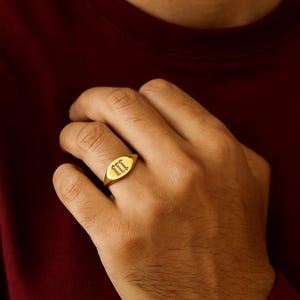 Gold Initial &quot;M&quot; Signet Ring – Personalized Monogram Ring for Men or Women
