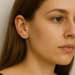 Gemini Zodiac Stud Earrings, Sterling Silver Horoscope Jewelry, Astrology Gift For Birthday, Star Sign Earrings
