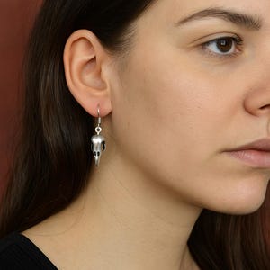 Gothic Raven Skull Earrings – Silver Bird Skull Dangle Jewelry for Halloween or Alt Style