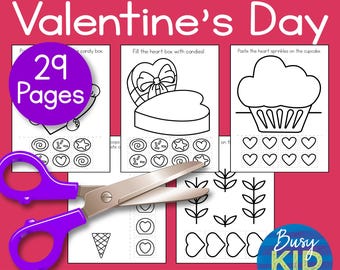 Valentinstag Vorschulkind druckbare - Ablaufverfolgung Schnittformen Linien - Valentinstag Aktivität Seiten für Vorschule und Kindergarten