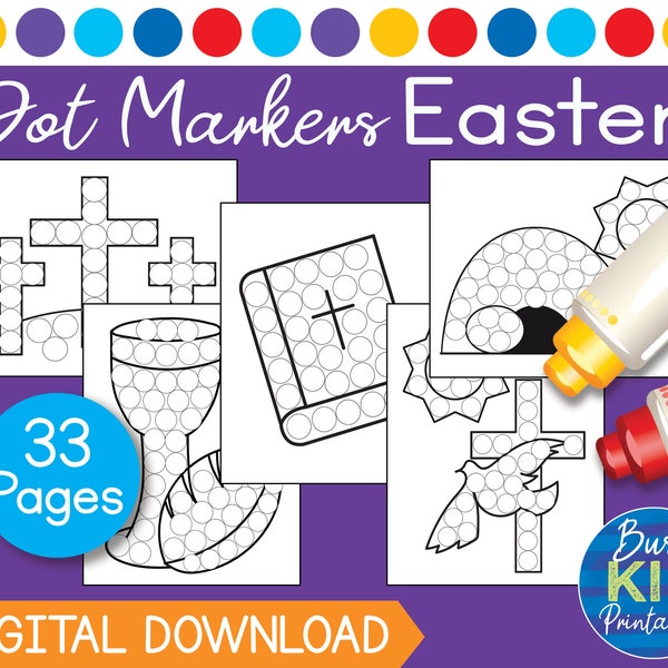 Easter Bible Story Dot Marker Printable Activity - Christian Dab a Dot Coloring Pages for Toddler and Preschool Kids