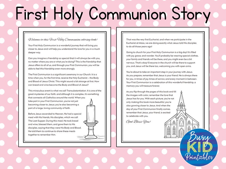 First Holy Communion Printable - Church Theme - Christian Coloring Pages for Kids - Etsy