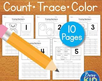 Number Writing for Preschool Numbers Counting - Number Tracing to 10 Worksheet