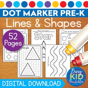 就学前のスキル ドットマーカー 印刷可能 - 線と簡単な形を学ぶ 就学前の子供向けのドット塗り絵ページ