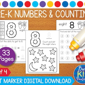 Preschool Skills Dot Marker Printable - Simple Numbers and Counting Dab a Dot Coloring Pages for Early Math PreK