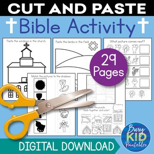 Bible Preschooler Printable - Tracing Cutting Shapes Lines - Christian Activity Pages for Preschool and Kindergarten