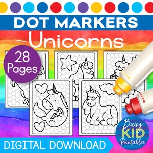 Unicorn Dot Marker Printable - Cute Dab a Dot Coloring Pages for Toddler and Preschool Kids