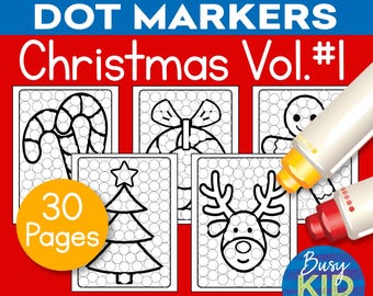 Christmas Dot Marker Printable - Holiday Season Dab a Dot Xmas Coloring Pages for Toddler and Preschool - Set 1 (of 2)
