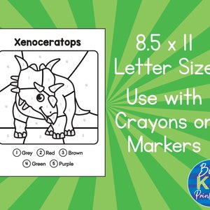 Dinosaur Printable - Color by Number - Coloring Activity Pages for Kids ...
