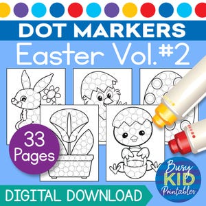Easter Dot Marker Printable Activity - Coloring Pages for Toddler and Preschool Kids - Bunny Eggs Chick Spring Dab A Dot