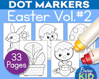 Easter Dot Marker Printable Activity - Coloring Pages for Toddler and Preschool Kids - Bunny Eggs Chick Spring Dab A Dot