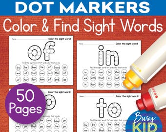 Dot Marker Sight Words Coloring - Dot Marker Printable Sight Word Big Worksheet