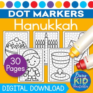 Hanukkah Dot Marker Printable - Jewish Holiday Season Dab a Dot Coloring Pages for Toddler and Preschool