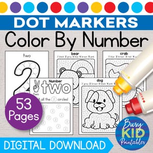 Color By Number Dot Marker Printable - Number Learning Dab a Dot Coloring Pages for Homeschool and Preschool Kids