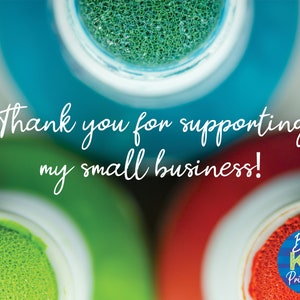 May include: Close-up of the tops of three markers, one blue, one green, and one red. The text "Thank you for supporting my small business!" is written in white on a white background. A blue circle with the text "Busy Kid Printables" is in the bottom right corner.