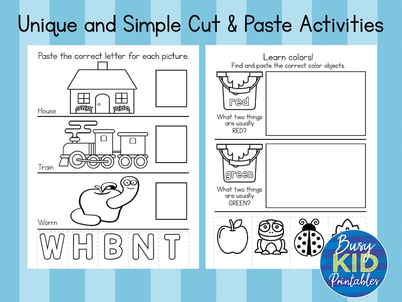Prek Scissor Skills Printable - Cut and Paste Activity Pages for ...
