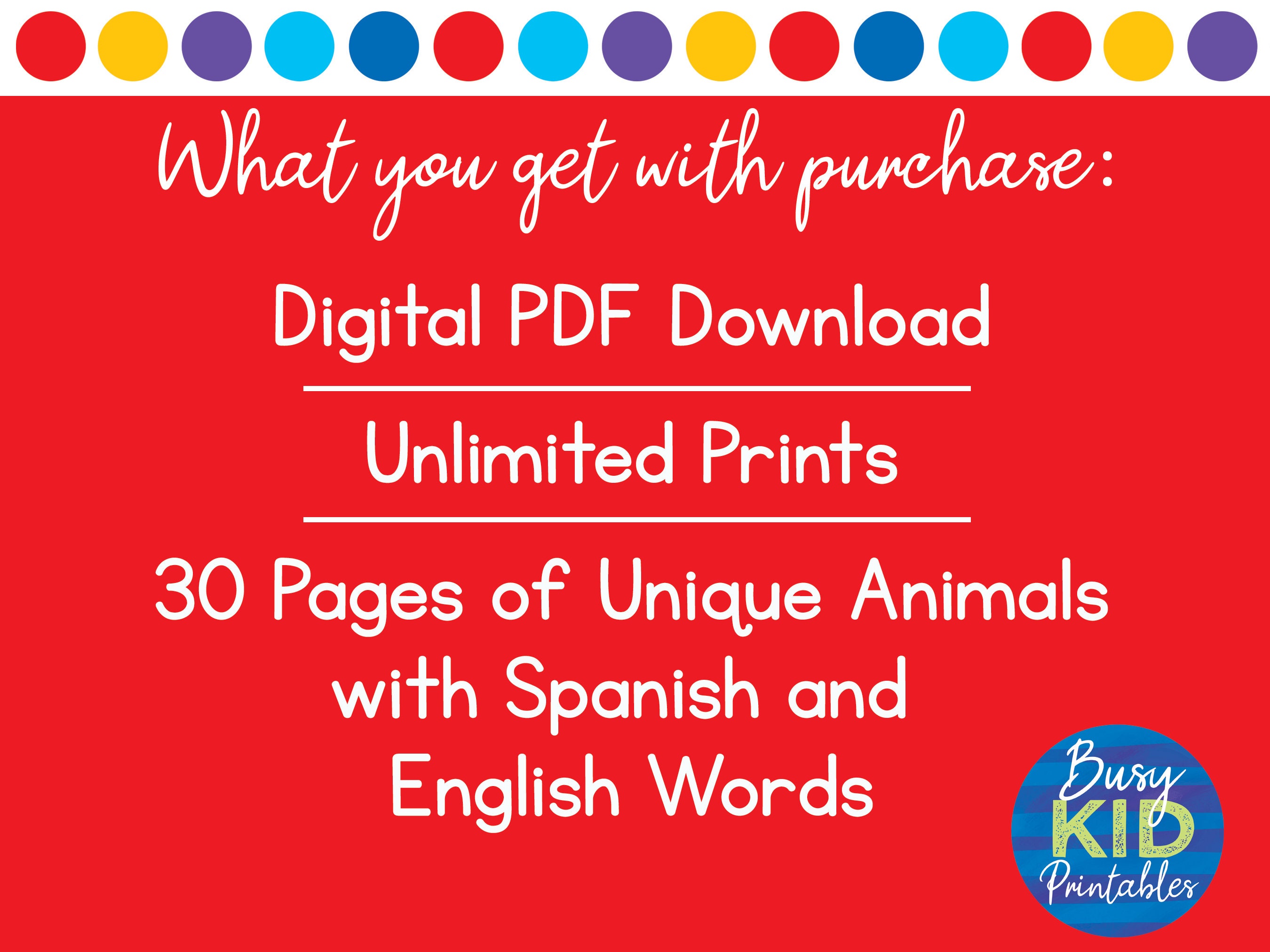 Spanish Animal Words Dot Marker Printable Cute Dab a Dot Español