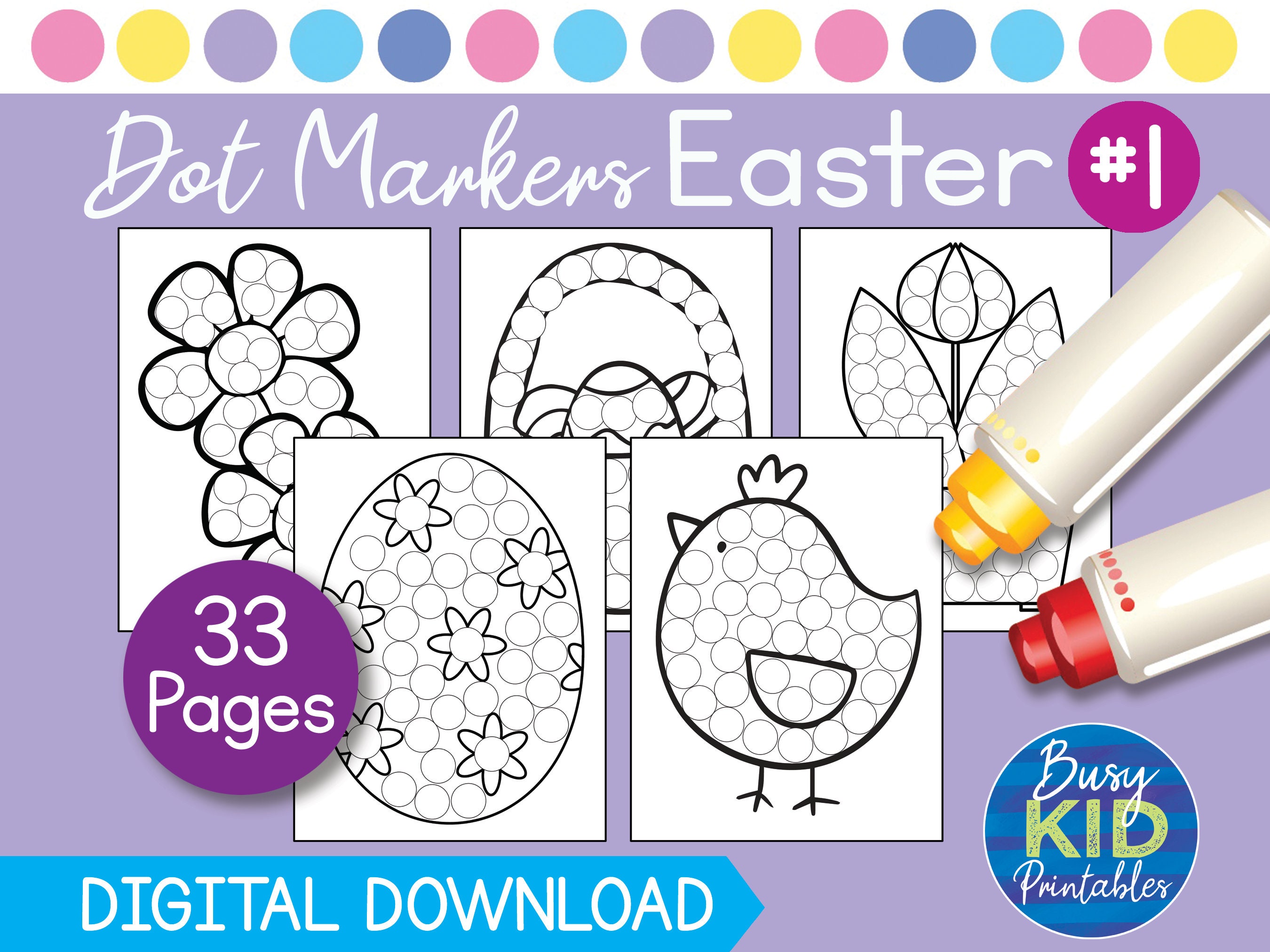 Easter Dot Marker Printable Activity Dab a Dot Coloring Pages for