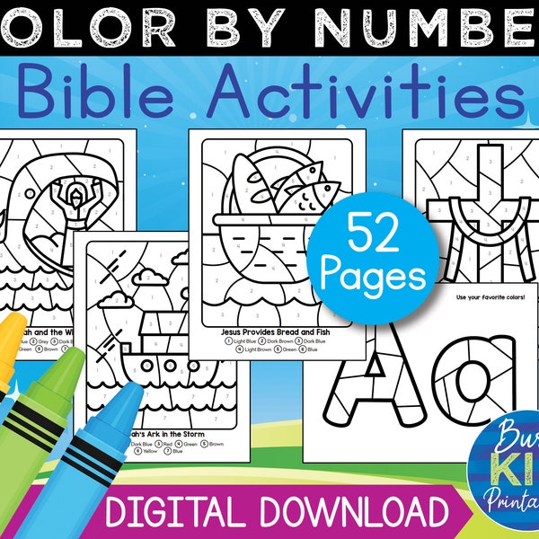 Bible Preschooler Printable - Color By Number - Christian Activity Pages for Preschool and Kindergarten