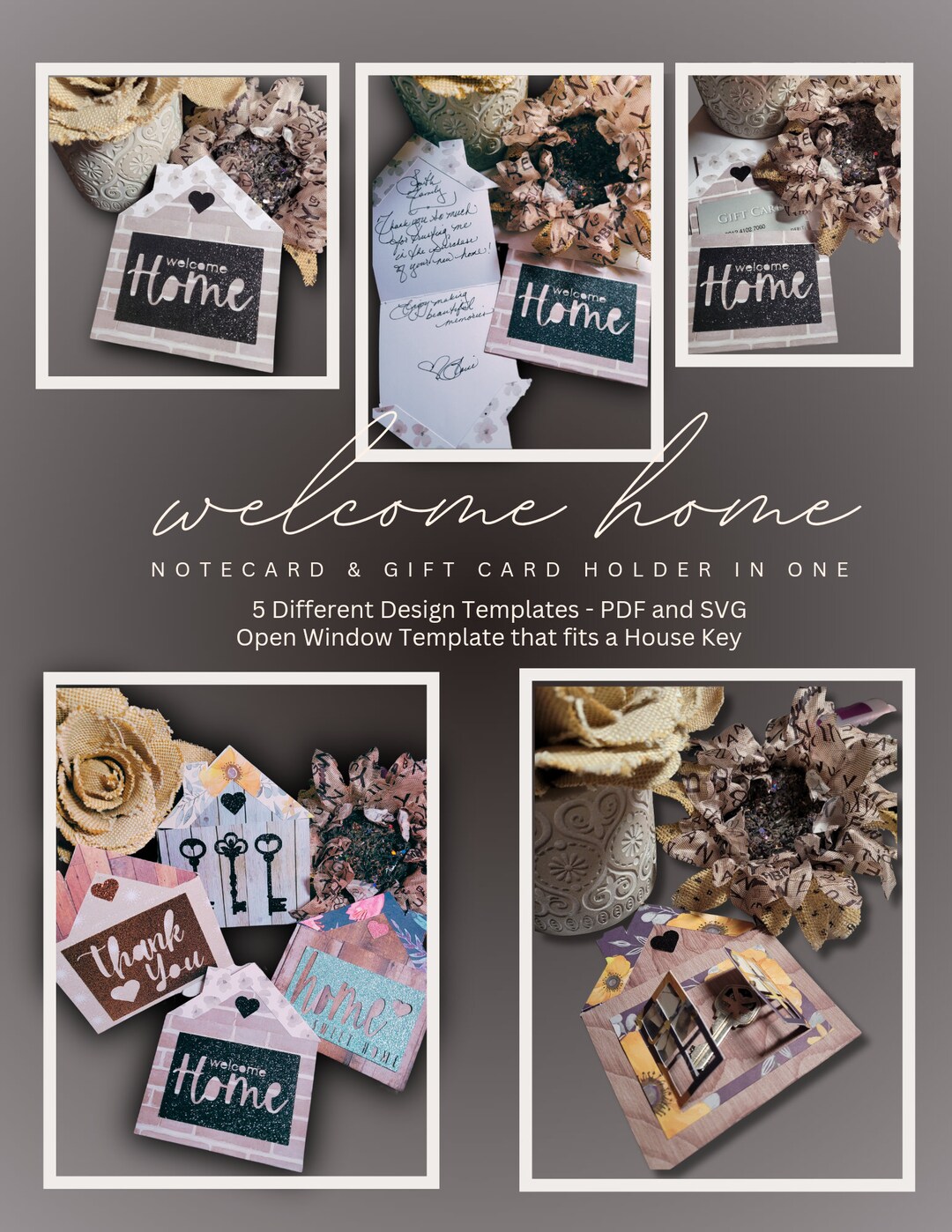House Shaped Gift Card Holder and Notecard in One Template - 5 Design ...
